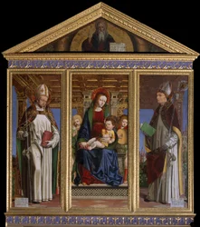 Vergine e Bambino con i Santi Ugo di Avalon e Ugo di Grenoble (dipinto di Ambrogio da Fossano detto il Bergognone)