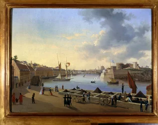 Il porto di Brest e il deposito di artiglieria - dipinto di Louis Garneray, ca. 1820