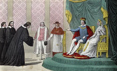 Francesco II (1544-1560) annuncia ai deputati del Parlamento che vengono a salutarlo dopo la morte di suo padre che ha scelto i suoi zii, il Duca di Guisa (Francesco)
