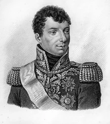 Generale Duroc. Géraud Christophe Michel Duroc, Duca di Frioul (1772-1813) - in "Ritratti dei generali francesi a seguito delle vittorie e conquiste dei francesi". Inciso da Ambroise Tardieu nel 1818. Collezione Stella.
