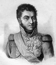 Maresciallo Suchet. Louis Gabriel (Louis-Gabriel) Suchet (1770-1826), Duca di Albufera Maresciallo di Francia. in "Portraits of the French generals following the victories and conquests of the French". Inciso da Ambroise Tardieu nel 1818. Collezione Stella