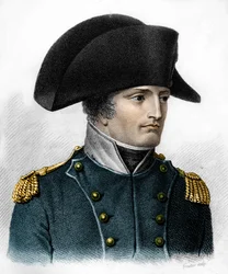 Ritratto di Napoleone al tempo della Battaglia di Austerlitz (1805) - in “Portraits of the French generals following the victories and conquests of the French”. Incisione di Ambroise Tardieu nel 1818. Collezione Stella
