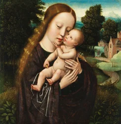 Ambrosius Benson Maria con il Bambino in un paesaggio