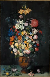 Natura morta con fiori in un vaso ...