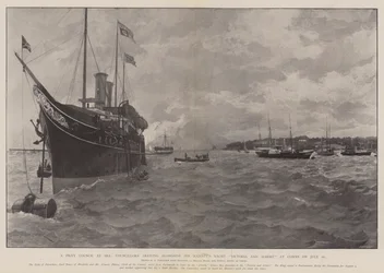 Un Consiglio Privato in Mare, Consiglieri che Arrivano a Bordo dello Yacht Reale Victoria e Albert a Cowes il 26 Luglio