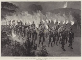 I nostri ospiti imperiali, arrivo dello Zar e della Zarina a Balmoral, scortati da Highlanders con torce