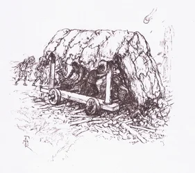 La Tartaruga, una macchina da campo, illustrazione da Il Soldato Romano, 1928