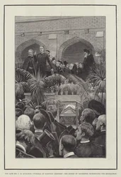 Il defunto signor C H Spurgeon, funerale al cimitero di Norwood, il vescovo di Rochester pronuncia la benedizione
