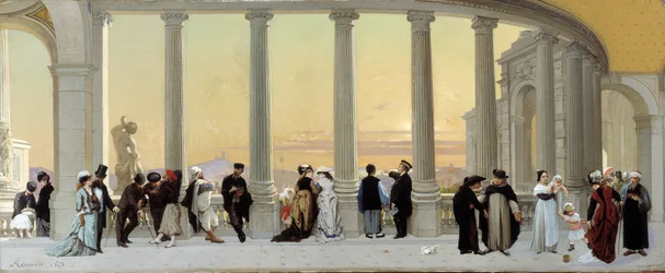 Personaggi sulla terrazza del palazzo Longchamp a Marsiglia