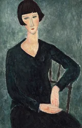 Donna seduta in abito blu, 1918-1919