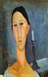 Hanka Zborowska con un candeliere, 1919