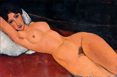Nudo sdraiato su un cuscino bianco, 1917 circa (Olio su tela)