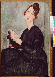 Ritratto di Dedie Hayden (D.H.). Donna vestita di nero con espressione malinconica. Dipinto di Amedeo Modigliani (1884-1920), 1918. Dimensioni: 92 x 60 cm. Parigi, Musée national d