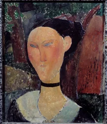 Ritratto di donna con nastro di velluto