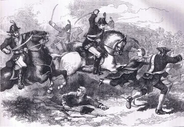 Sconfitta delle reclute lealiste, illustrazione da Cassells History of the United States pubblicata da Cassell, Petter & Galpin, c.1900