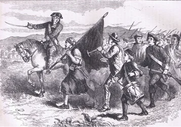 La folla a Springfield con la bandiera nera, illustrazione da Cassells History of the United States pubblicata da Cassell, Petter & Galpin, c.1900 (litografia)