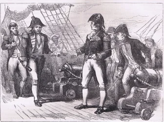 Gli ufficiali del Chesapeake offrono le loro spade, illustrazione da Cassells History of the United States pubblicata da Cassell, Petter & Galpin, c.1900 (litografia)