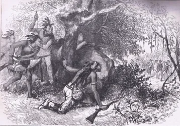 Tradimento dei Cherokee 1760, illustrazione da Cassells History of the United States pubblicata da Cassell, Petter & Galpin, c.1900