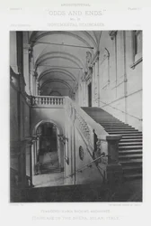 Scala nella Brera, Milano, Italia (foto in b/n)