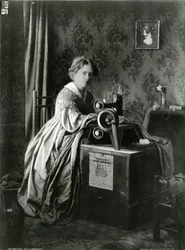 Pubblicità per le macchine da cucire brevettate Singer, 1899