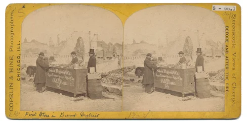 Primo negozio nel distretto bruciato, 1871