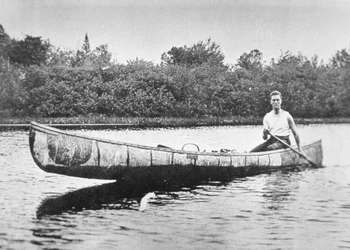 Franklin D. Roosevelt in canoa a Campobello Island, New Brunswick