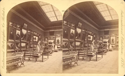 Memorial Hall, Dipartimento Americano, Esposizione Internazionale del Centenario del 1876, Filadelfia (stampa stereoscopica)