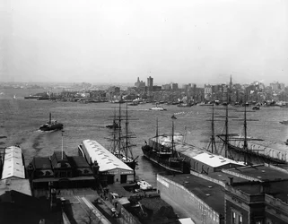 Panorama del porto di New York, prima del 1900