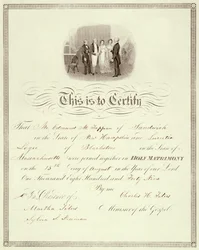 Un certificato di matrimonio del 1849