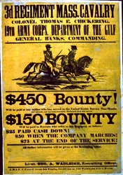Poster di reclutamento per il 3° Reggimento, Cavalleria del Massachusetts, 1863-65