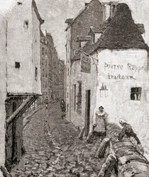 Una strada nella vecchia Parigi nel XIX secolo, da 