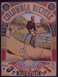 Pubblicità per la bicicletta Columbia Penny-Farthing, Boston, USA