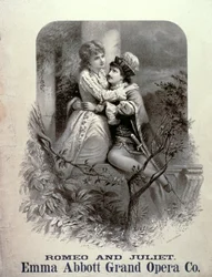 Pubblicità per Romeo e Giulietta, con Emma Abbott, Grand Opera Company