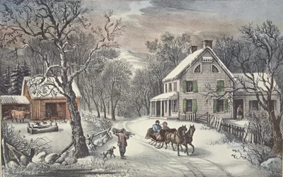 Fattoria americana - Inverno, pub. 1868, Currier & Ives
