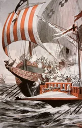 Arouji, fratello di Barbarossa, attacca i galeoni del tesoro di Papa Giulio II, nel 1504