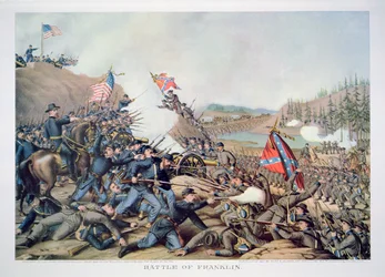 Battaglia di Franklin, 30 novembre 1864, inciso da Kurz & Allison