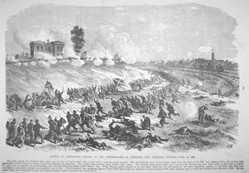 Battaglia di Gettysburg - Carica dei Confederati su Cemetery Hill, giovedì sera, 2 luglio