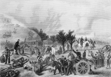 Battaglia di Gettysburg, Pennsylvania 1863, stampata in The History of the United States, 1866