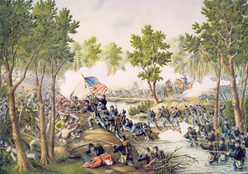 Battaglia di Spottsylvania, maggio 1864, inciso da Kurz & Allison