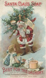 Il migliore per il bucato, pubblicità per il sapone Santa Claus di Fairbanks, c.1880