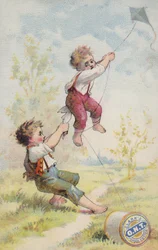 Ragazzi che fanno volare un aquilone in difficoltà