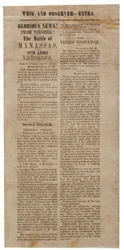 Manifesto che annuncia la Prima Battaglia di Manassas, Whig e Observer Extra, dopo il 22 luglio 1861