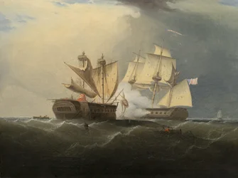 Cattura della H.M.S. Macedonian da parte della fregata statunitense United States, dopo Thomas Birch, 1813