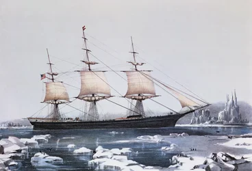 Clipper Ship Red Jacket nel ghiaccio al largo di Capo Horn durante il viaggio dall