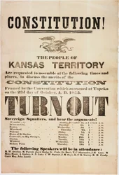 Costituzione! Il popolo del Territorio del Kansas è invitato a riunirsi..., stampato da E. C. K. Garvey & Co., c.23 ottobre 1855