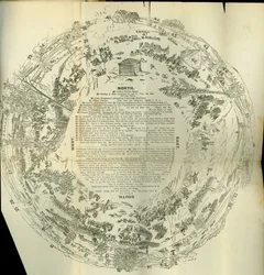 Mappa pieghevole del Cyclorama che dettaglia la Storia della Grande Ribellione, c.1870