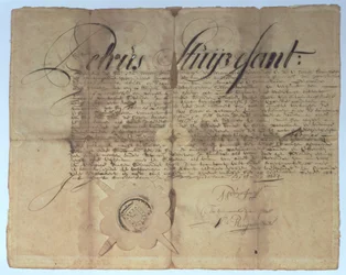 Atto firmato da Peter Stuyvesant, Direttore Generale di New Netherland, 15 maggio 1664