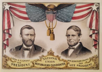 Manifesto elettorale per le elezioni presidenziali USA del 1868 raffigurante Ulysses S. Grant e Schuyler Colfax, 1868