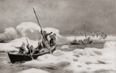 Elisha Kent Kane, leader della Seconda Spedizione Grinnell del 1853, alla ricerca della spedizione perduta del Capitano Sir John Franklin nelle Regioni Artiche, da La Storia del Nostro Paese, pubblicata nel 1905 (litografia)