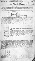 Denaro Federale, pagina da The Scholars Arithmetic 6a Edizione, di Daniel Adams, pubblicata da N.H.Keene, 1810